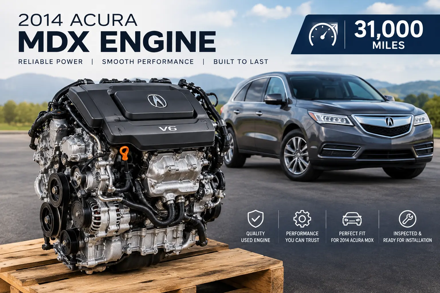 2014 Acura MDX Engine – 31,000 Miles