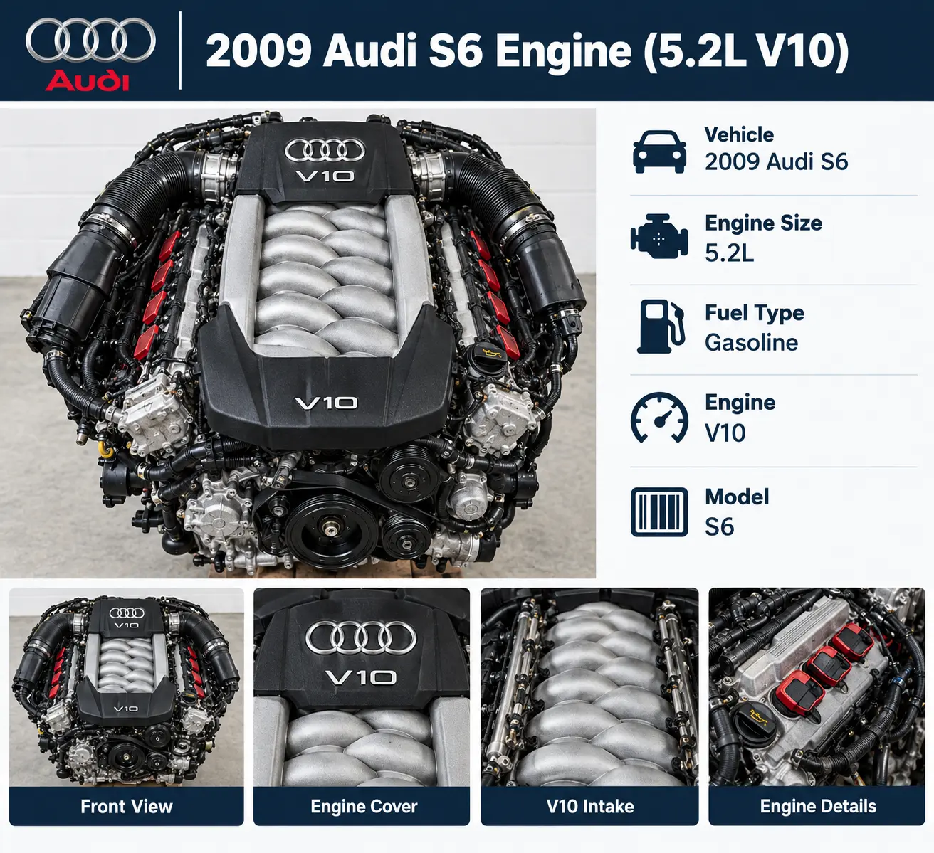 2009 Audi S6 V10 Engine for Sale | 123,892 Miles 5.2L