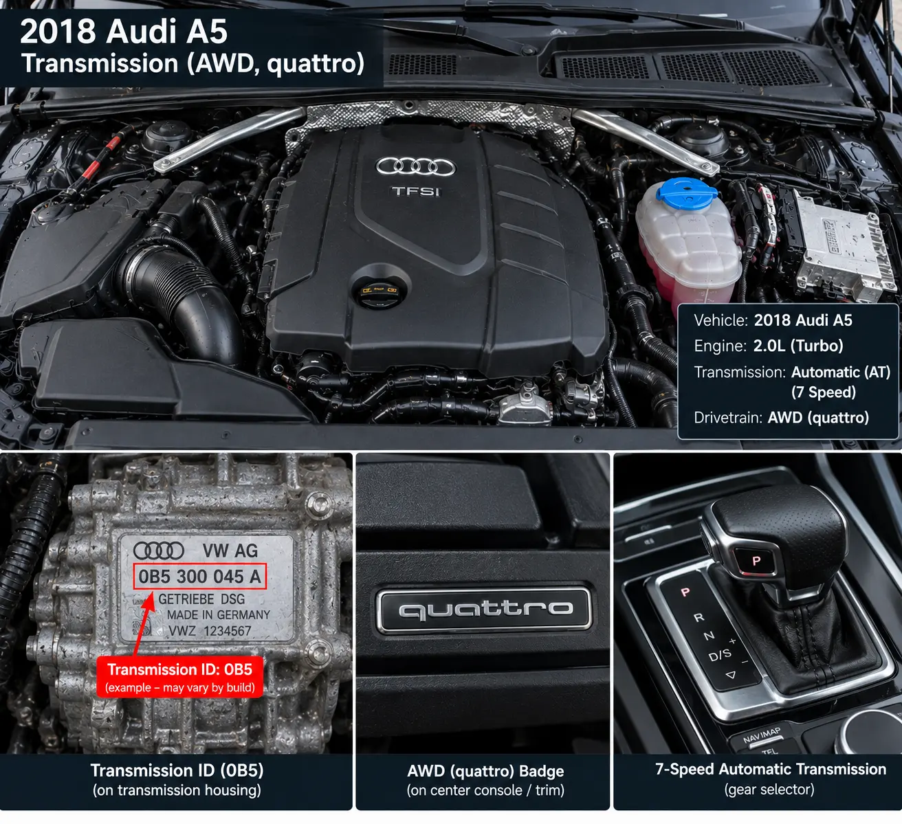 2018 Audi A5 Transmission (AWD, quattro), AT 24,488 Miles