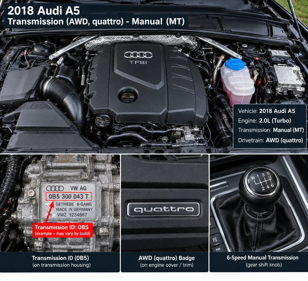 2018 Audi A5 Transmission (AWD, quattro), MT 40,000 Miles